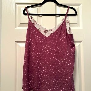 White House Black Market Ultimate Reversible Tank Cami Purple Dots & Floral